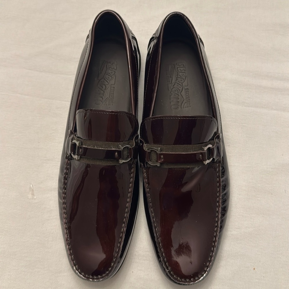 like new patent leather Salvatore Ferragamo loafers